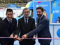 Fabrice Pannekoucke, president of the Auvergne Rhone Alpes region, inaugurates the Lyon WorldSkills Competition in Lyon, France, on December...