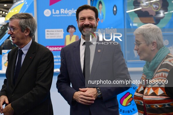 Fabrice Pannekoucke, president of the Auvergne Rhone Alpes region, inaugurates the Lyon WorldSkills Competition in Lyon, France, on December...