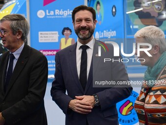 Fabrice Pannekoucke, president of the Auvergne Rhone Alpes region, inaugurates the Lyon WorldSkills Competition in Lyon, France, on December...