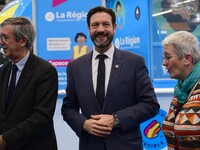 Fabrice Pannekoucke, president of the Auvergne Rhone Alpes region, inaugurates the Lyon WorldSkills Competition in Lyon, France, on December...