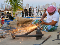 A man makes an anchor during the 14th Katara Traditional Dhow Festival in Katara Cultural Village in Doha, Qatar, on December 5, 2024. The f...