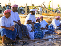 Traditional Arabic fishermen rest after a performance at the 14th Katara Traditional Dhow Festival at Katara Cultural Village in Doha, Qatar...