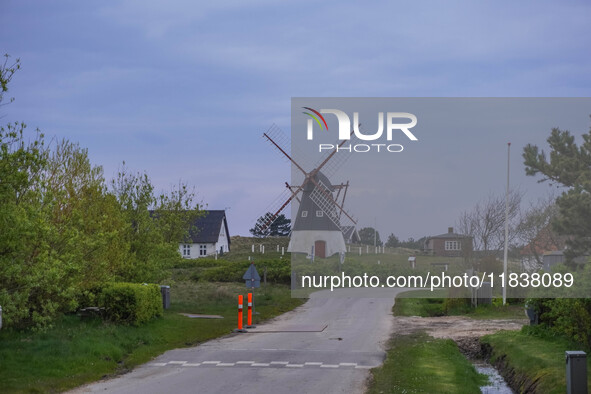 An old windmill is seen on Mando Island, Denmark, on April 27, 2024. Mando is one of the Danish Wadden Sea islands off the southwest coast o...