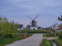 An old windmill is seen on Mando Island, Denmark, on April 27, 2024. Mando is one of the Danish Wadden Sea islands off the southwest coast o...