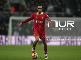 Trent Alexander-Arnold of Liverpool plays during the Premier League match between Newcastle United and Liverpool at St. James's Park in Newc...