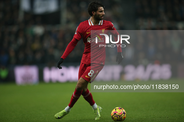 Dominik Szoboszlai of Liverpool plays during the Premier League match between Newcastle United and Liverpool at St. James's Park in Newcastl...