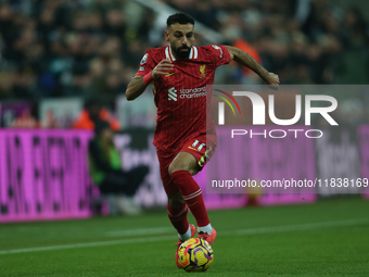 Mohamed Salah of Liverpool plays during the Premier League match between Newcastle United and Liverpool at St. James's Park in Newcastle, Un...