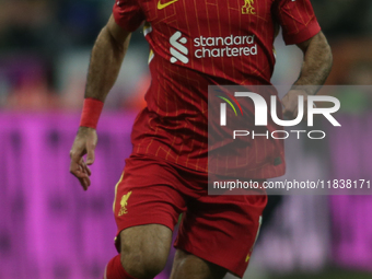 Mohamed Salah of Liverpool plays during the Premier League match between Newcastle United and Liverpool at St. James's Park in Newcastle, Un...