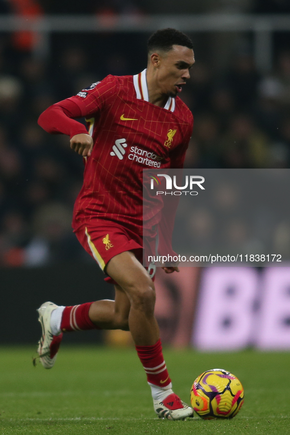 Trent Alexander-Arnold of Liverpool plays during the Premier League match between Newcastle United and Liverpool at St. James's Park in Newc...