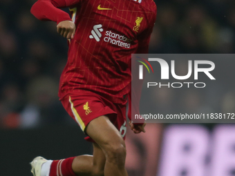 Trent Alexander-Arnold of Liverpool plays during the Premier League match between Newcastle United and Liverpool at St. James's Park in Newc...