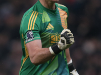 Newcastle United goalkeeper Nick Pope celebrates a goal during the Premier League match between Newcastle United and Liverpool at St. James'...