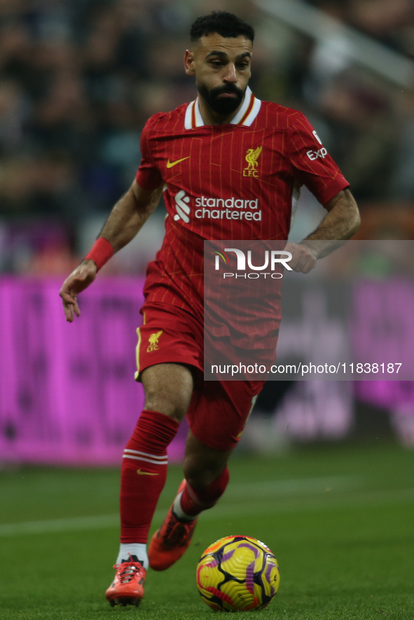 Mohamed Salah of Liverpool plays during the Premier League match between Newcastle United and Liverpool at St. James's Park in Newcastle, Un...