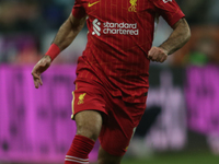 Mohamed Salah of Liverpool plays during the Premier League match between Newcastle United and Liverpool at St. James's Park in Newcastle, Un...