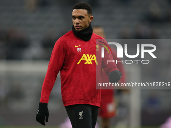 Trent Alexander-Arnold of Liverpool plays during the Premier League match between Newcastle United and Liverpool at St. James's Park in Newc...