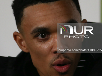 Trent Alexander-Arnold of Liverpool plays during the Premier League match between Newcastle United and Liverpool at St. James's Park in Newc...