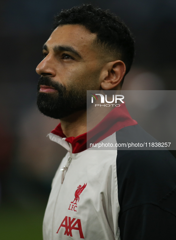 Mohamed Salah of Liverpool plays during the Premier League match between Newcastle United and Liverpool at St. James's Park in Newcastle, Un...