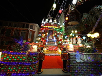 Holiday lights and decorations adorn a home in the Dyker Heights section of Brooklyn, N.Y., on December 4, 2024. Dyker Heights is well-known...