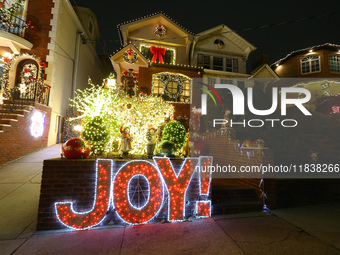 Holiday lights and decorations adorn a home in the Dyker Heights section of Brooklyn, N.Y., on December 4, 2024. Dyker Heights is well-known...