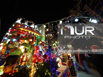 Holiday lights and decorations adorn a home in the Dyker Heights section of Brooklyn, N.Y., on December 4, 2024. Dyker Heights is well-known...