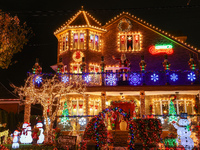 Holiday lights and decorations adorn a home in the Dyker Heights section of Brooklyn, N.Y., on December 4, 2024. Dyker Heights is well-known...