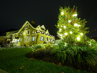 Holiday lights and decorations adorn a home in the Dyker Heights section of Brooklyn, N.Y., on December 4, 2024. Dyker Heights is well-known...