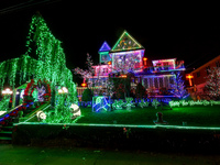 Holiday lights and decorations adorn a home in the Dyker Heights section of Brooklyn, N.Y., on December 4, 2024. Dyker Heights is well-known...