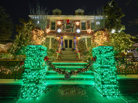 Holiday lights and decorations adorn a home in the Dyker Heights section of Brooklyn, N.Y., on December 4, 2024. Dyker Heights is well-known...