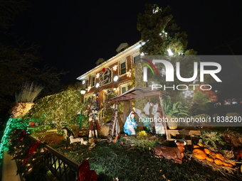 Holiday lights and decorations adorn a home in the Dyker Heights section of Brooklyn, N.Y., on December 4, 2024. Dyker Heights is well-known...