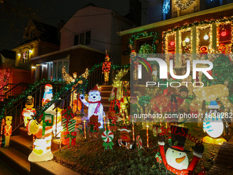 Holiday lights and decorations adorn a home in the Dyker Heights section of Brooklyn, N.Y., on December 4, 2024. Dyker Heights is well-known...