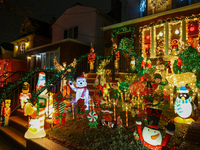 Holiday lights and decorations adorn a home in the Dyker Heights section of Brooklyn, N.Y., on December 4, 2024. Dyker Heights is well-known...