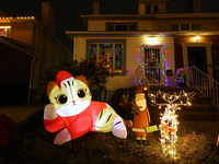 Holiday lights and decorations adorn a home in the Dyker Heights section of Brooklyn, N.Y., on December 4, 2024. Dyker Heights is well-known...