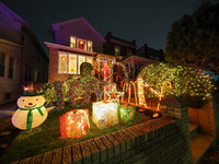 Holiday lights and decorations adorn a home in the Dyker Heights section of Brooklyn, N.Y., on December 4, 2024. Dyker Heights is well-known...