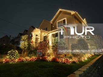 Holiday lights and decorations adorn a home in the Dyker Heights section of Brooklyn, N.Y., on December 4, 2024. Dyker Heights is well-known...