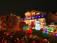 Holiday lights and decorations adorn a home in the Dyker Heights section of Brooklyn, N.Y., on December 4, 2024. Dyker Heights is well-known...