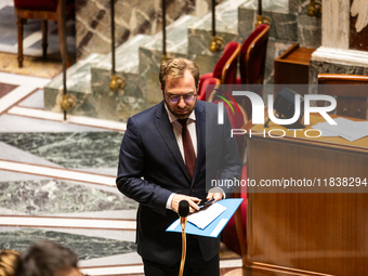 Antoine Armand, French Minister of Economy, Finance, and Industry, is seen during the questions to the government session at the National As...