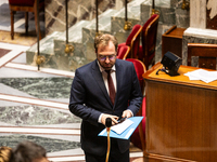 Antoine Armand, French Minister of Economy, Finance, and Industry, is seen during the questions to the government session at the National As...