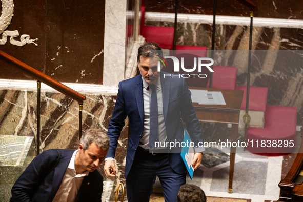 Laurent Saint-Martin, Minister attached to the Prime Minister, responsible for the Budget and Public Accounts, is seen during the questions...