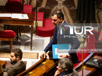 Laurent Saint-Martin, Minister attached to the Prime Minister, responsible for the Budget and Public Accounts, is seen during the questions...