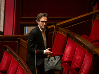 Arnaud Le Gall, deputy of the La France Insoumise group, is seen during the questions to the government at the National Assembly in Paris, F...