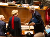 French Prime Minister Michel Barnier is seen during the questions to the government session at the National Assembly in Paris, France, on Ap...