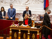 Yael Braun-Pivet, president of the French National Assembly, is seen during the session of questions to the government at the National Assem...