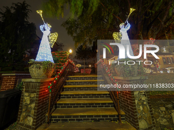 Holiday lights and decorations adorn a home in the Dyker Heights section of Brooklyn, N.Y., on December 4, 2024. Dyker Heights is well-known...