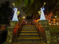 Holiday lights and decorations adorn a home in the Dyker Heights section of Brooklyn, N.Y., on December 4, 2024. Dyker Heights is well-known...