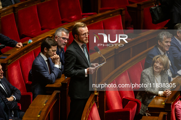 Maxime Michelet, deputy of the UDR group, speaks during the session of questions to the government at the National Assembly in Paris, France...