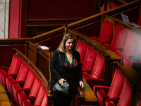 Mathilde Panot, deputy of the La France Insoumise - Nouveau Front Populaire group, is seen during the session of questions to the government...