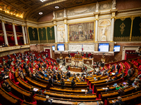 A general view of the National Assembly during the session of questions to the government in Paris, France, on April 12, 2024. (