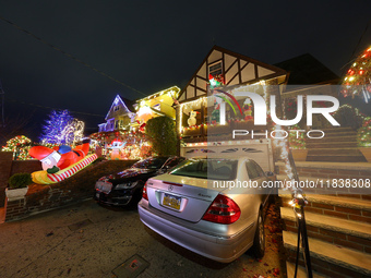 Holiday lights and decorations adorn a home in the Dyker Heights section of Brooklyn, N.Y., on December 4, 2024. Dyker Heights is well-known...