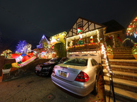 Holiday lights and decorations adorn a home in the Dyker Heights section of Brooklyn, N.Y., on December 4, 2024. Dyker Heights is well-known...