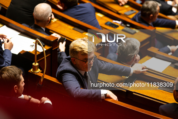 Marc Fesneau, President of Les Democrates group, is seen during the session of questions to the government in Paris, France, on April 12, 20...