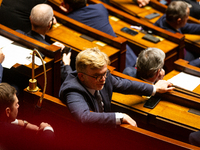 Marc Fesneau, President of Les Democrates group, is seen during the session of questions to the government in Paris, France, on April 12, 20...